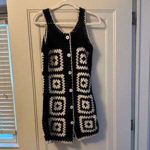 Blank NYC Black and White Crochet Mini Dress